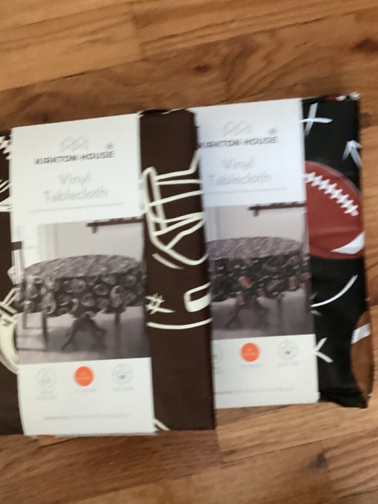 Other - Bright Football & Brown Pattern Vinyl Tablecloths - Set of 2